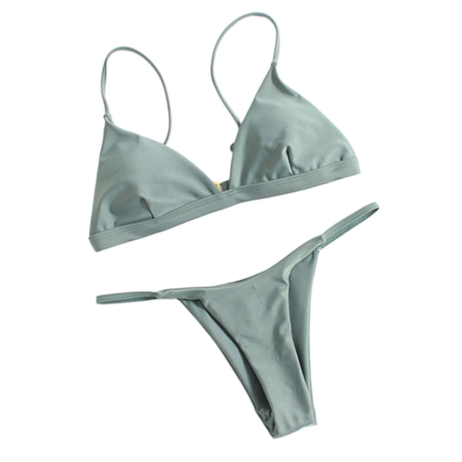 Bikini Donna Triangolo Nero Set Costume da Bagno Brasiliano-Dark Green-s