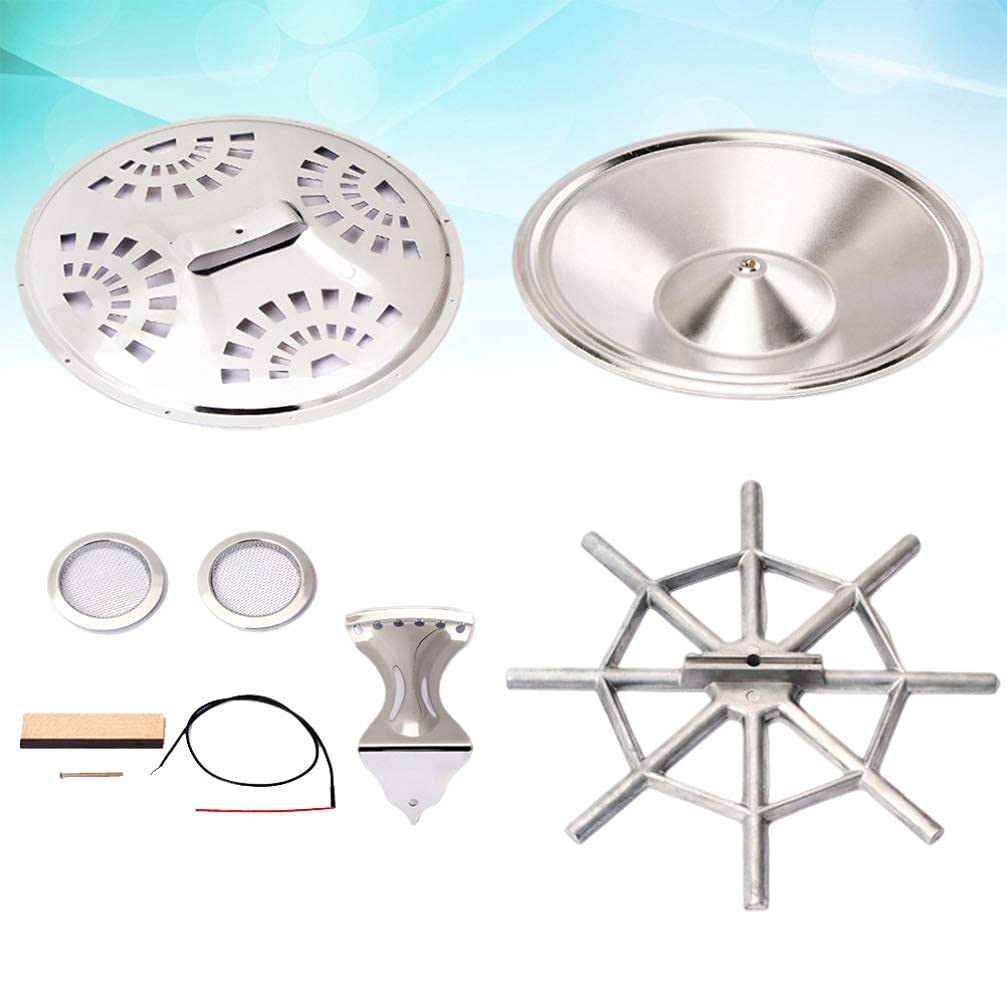 Argento Legno Dobro Chitarra Parti Set Resonator Coni Soundhole Schermi Cordiera Spider Bridge Sella