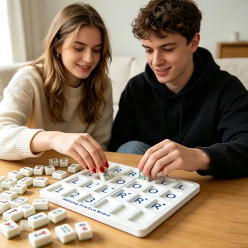 Solo Mahjong Practice Board con 24 ranuras para práctica de Mahjong miniatura 3