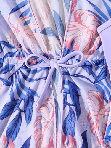 Kids Girls 3-Piece Tankini Swim Tops and Bottom Set Bathing Suit Swimsuit with Cover Up Tulle Outerwear3