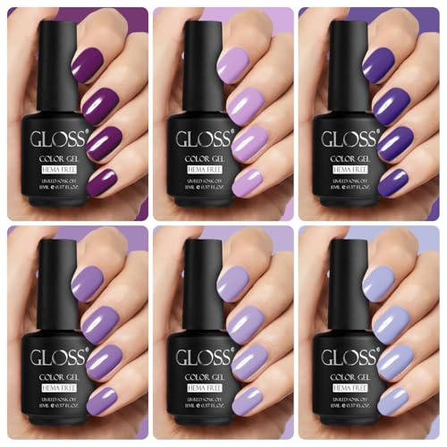 Set de Esmaltes Gel Morados GLOSS 6 Piezas miniatura 3