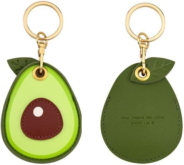 Animales de frutas lindo GPS Airtag llavero buscador rastreador con llavero cubierta de llavero de cuero titular Apple Air Tag, Resina, Sin gemas.