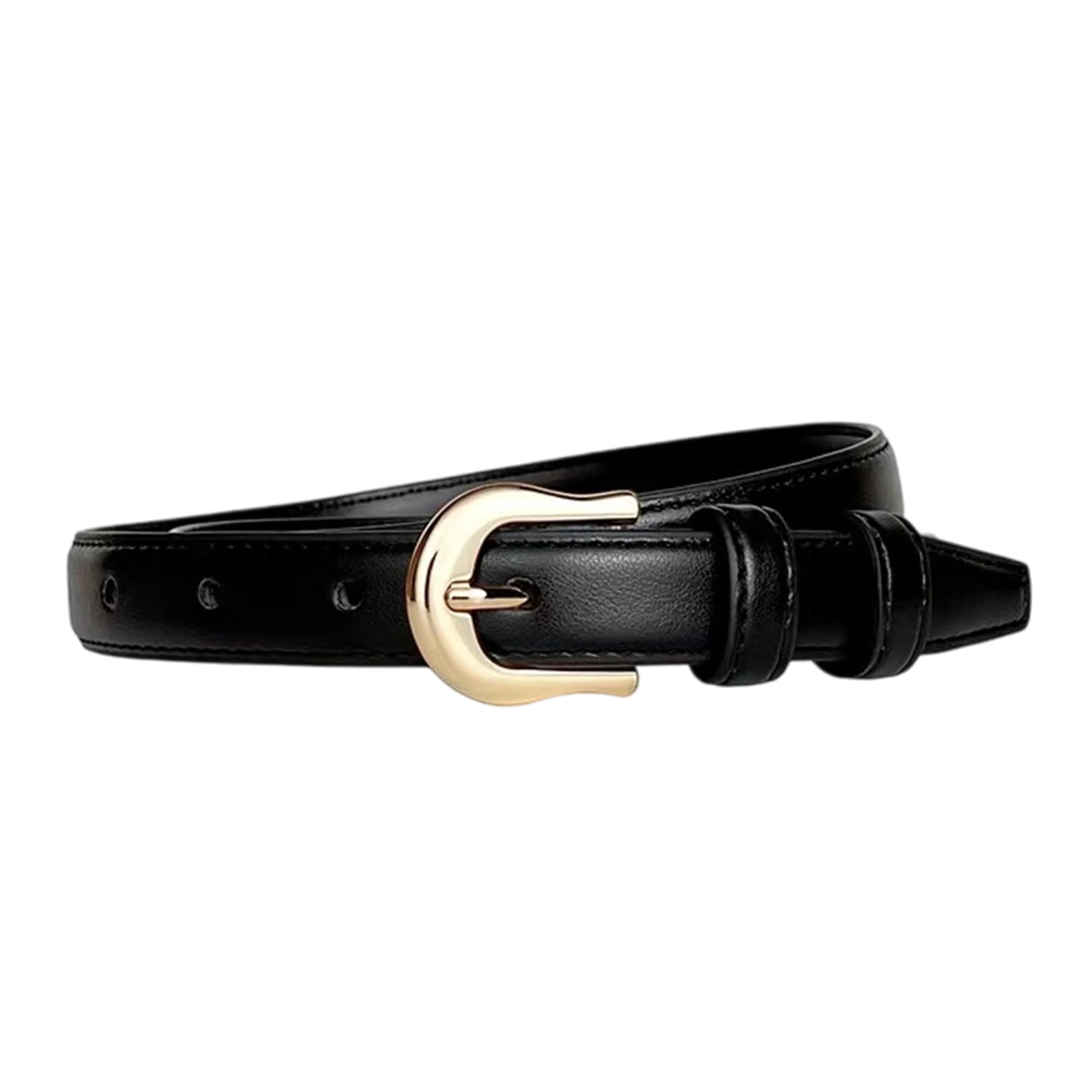 Ceinture En Cuir Véritable Pour Femme - Largeur 2.3 Cm, Réglable 95-110 Cm (Tour De Taille 58-90 Cm), Style Vintage - Noire/Marron