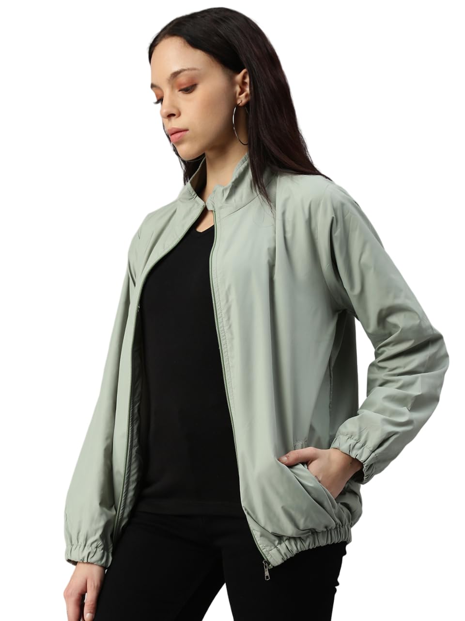 kaali peeli Lightweight Oversized Crop Bomber Jacket-picture-2