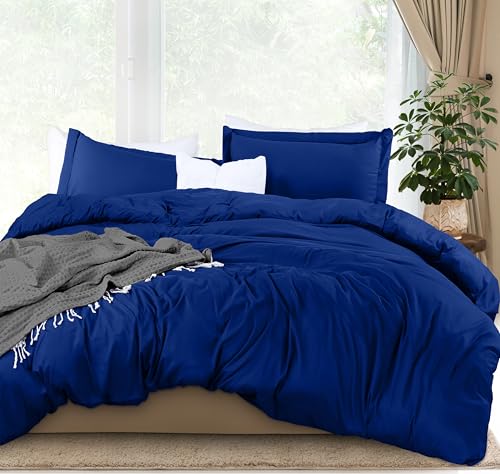 Utopia Bedding Duvet Cover King Size - 3 Piece with Zipper Closure - 1 Comforter Cover 104X90 Inches & 2 Pillow Shams 20X36 Inches (Royal Blue) Comforter Not Included