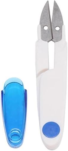 Miniatura 5 de yueton Paquete de 4 tijeras de costura con mango de plástico y cubierta de seguridad, hilo de bordado, corte de punto de cruz, cortador de