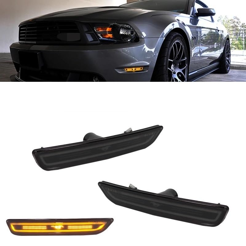 Pasuje do Ford Mustang 2010-up Kierunkowskazy Światła parkingowe Bursztynowe/białe/czerwone Przednie/tylne boczne lampy obrysowe z logo konia Światła LED(Yellow)