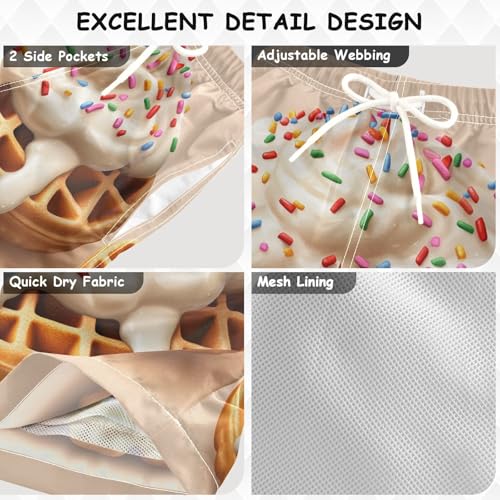 Pigsaly Boys Swim Trunks Cream Sweet Glaze Rainbow Boys Board Shorts Swimsuit Swimwear Summer Bathing Suit 2T3