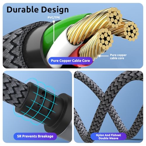 Image of Verilux Headphone Jack Splitter, 3.5mm Audio Splitter Cable Headphone Jack Extension Cable 19.6inches Nylon Braided Splitter Cable Universal 3.5mm Jack Extension Cable