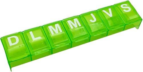 EZY DOSE - Pastillero semanal (7 días), planificador de vitaminas y caja para medicinas, compartimientos grandes contorneados para facilitar la