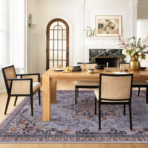Tapete decorativo Lahome 5'x7' púrpura ultra delgado miniatura 6