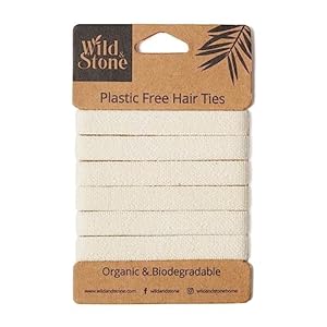 Wild & Stone | Pack of 6 Hair Bands | 100% Biodegradable and Plastic-Free Elastic Hair Ties | 100% Organic Cotton and Natural Plant-Based Rubber | No Crease Ponytail Holder (Blonde)