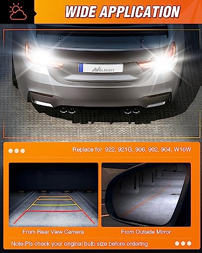 Image of Nilight 921 LED Bulb for Reverse /Back up Light,6500K Xenon White 912 T15 906 922 W16W Bulbs,Super Bright 3020 27SMD Replacement for Car /Trunk,2 PCS