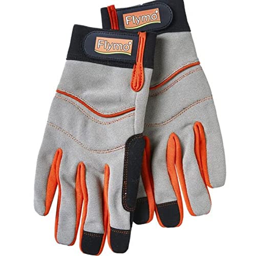 Flymo FLY097 Comfort Gardening Gloves - Large - 529873290, Grey, Orange and Black, 12