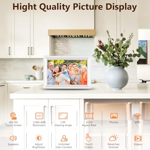 undefined Smart White Digital Picture Frame WiFi Send Photos from Your Phone 16GB Storage 10.1inch 1280x800 IPS Touch Screen Digital Photo Frame Auto-Rotate Wall Mountable Photo Picture Frame Digital の商品画像 2