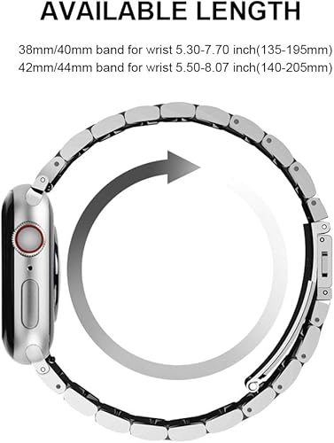 Miniatura 4 de Correa de acero inoxidable compatible con Apple Watch de 1.65"1.73"1.77" (424445 mm), cierre de hebilla de metal, para Series 7654321 Sports Edition