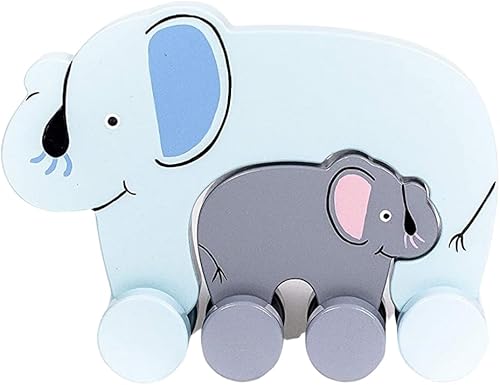 Jack Rabbit Creations - Juguete de madera de elefante grande y pequeño, respetuoso con el medio ambiente, juguete interactivo, inspirado en