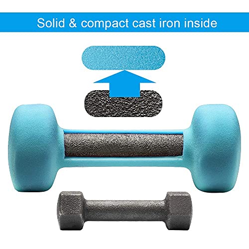 Korte halters, set van 6 halters, met halterstandaard, korte halterset voor gymnastiek, aerobic, pilates, fitness… - Afbeelding 4
