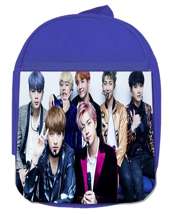 MERCHANDMANIA MOCHILA AZUL BTS BOY WITH LUV KPOP IDOL MNET cantantes colegio picnic excursión deporte niños
