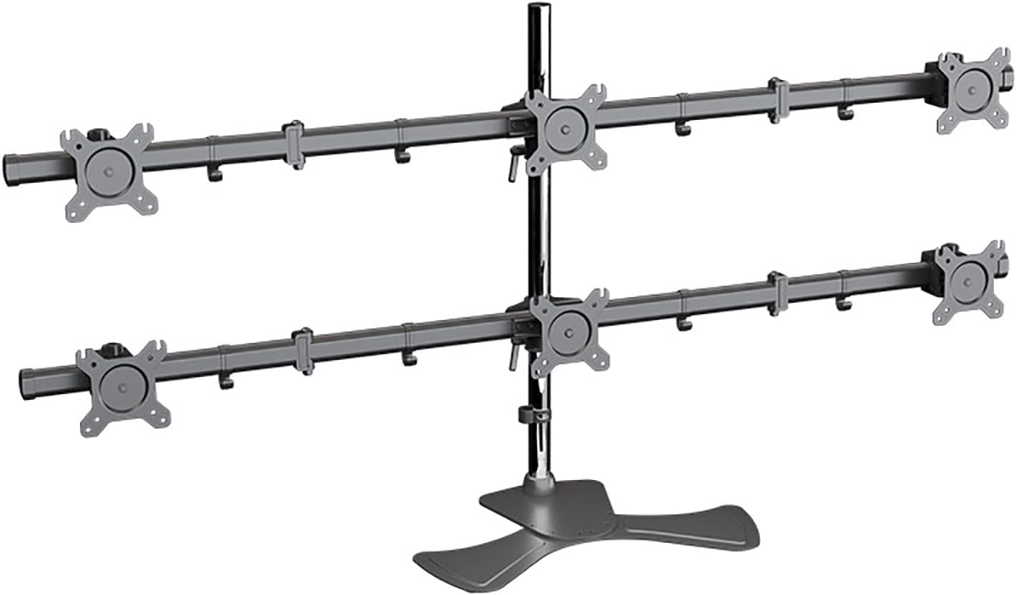 6 Monitor Desk Mount Bracket for 15 27 Inch Monitors Full Articulation TV Stand with Multifunctional Design
