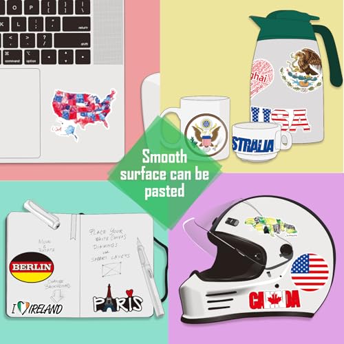 Image of Flags of The World Stickers - Premium Country Flag Stickers Set - Durable World Flags and Country Sticker Waterproof Decals for Car Bumper /Truck /Motorcycle /Helmet /Laptop /Window /Box