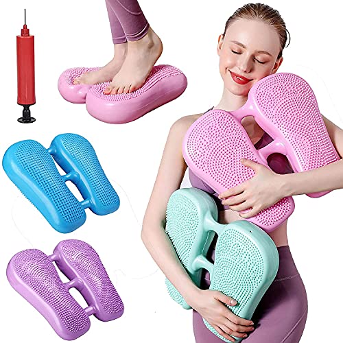 Jukmen Wobble Cushion-Wiggle Seat, Indoor Inflatable Stepper, 3 in 1 Balance Stepper, Inflatable Stepper for Women and Men. PVC Massage Dots Balance Cushion Board for Foot Peddle Exercise || 1 PCS
