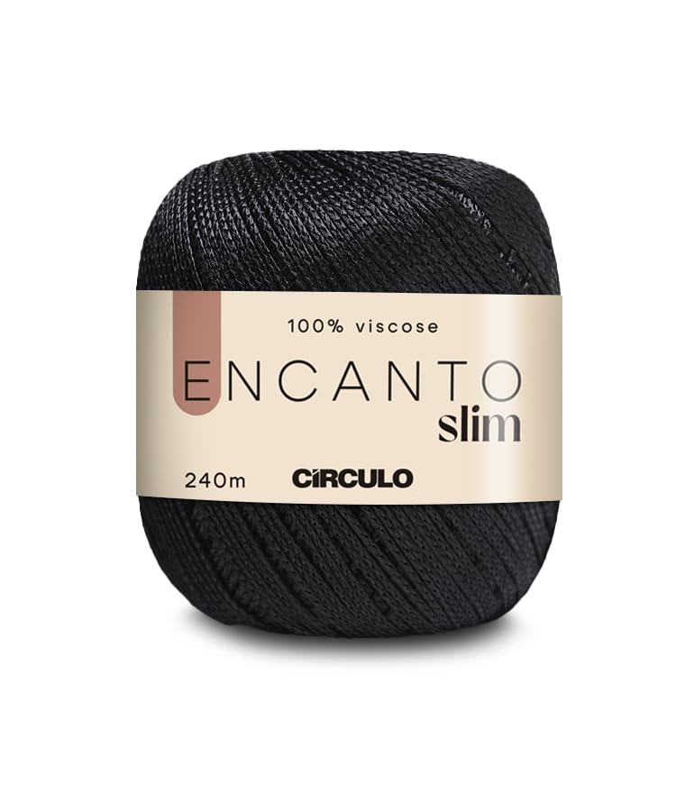 CIRCULO Encanto Slim Yarn 100% Viscose - Luxury & Shine - Sport Weight Yarn - 262 yds, 3.52 oz - Color 8990 - Black