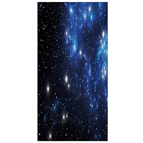 Constellation Privacy Window Film, Outer Space Star Nebula Astral Cluster Astronomy Theme Galaxy Mystery, Pvc Glass Film For Home Office Living Room, W35.4 X L78.7 Inch Blue Black White #TOP23