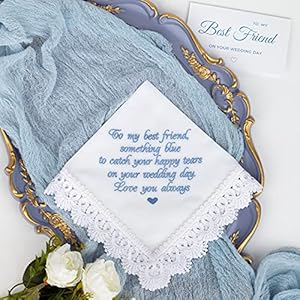Something Blue for Bride Gift for Bride from Maid of Honor Best Friend Wedding Gift to Bride from Bridesmaid Bridal Handkerchief Blue Hankerchief Bridal Shower Gift New Borrowed Old Embroidered Something Blue for Bride Gift for Bride from Maid of Honor Best Friend Wedding Gift to Bride from Bridesmaid Bridal Handkerchief Blue Hankerchief Bridal Shower Gift New Borrowed Old Embroidered