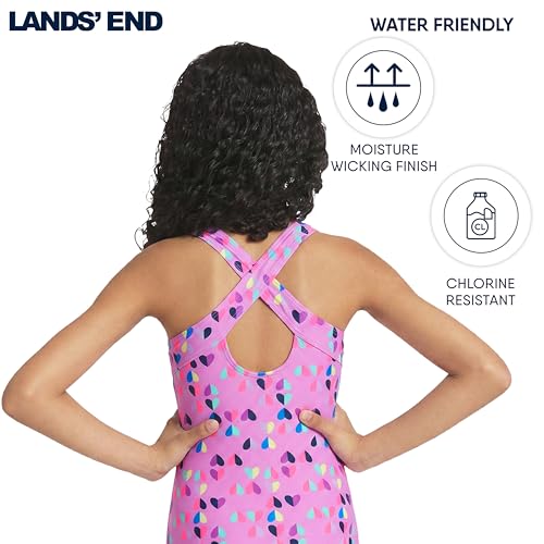 Image of Lands' End Girls' UPF 50+ Stretch Crisscross Back One Piece Swimsuit
