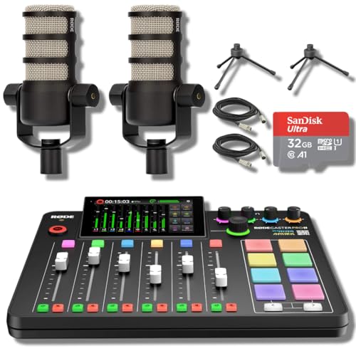 Rode RODECaster Pro 2 with Rode PodMic Dynamic Podcasting Microph...