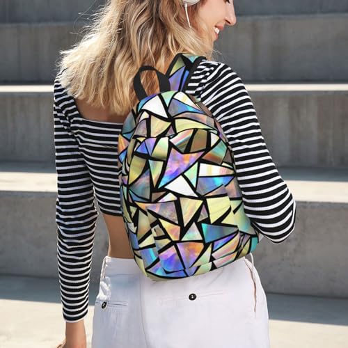 Iridescent Bright Colorful Backpack for Girls Boys Women Lightweight Canvas Bookbag Casual Daypack for Travel Outdoor Camping, 17 Inch3