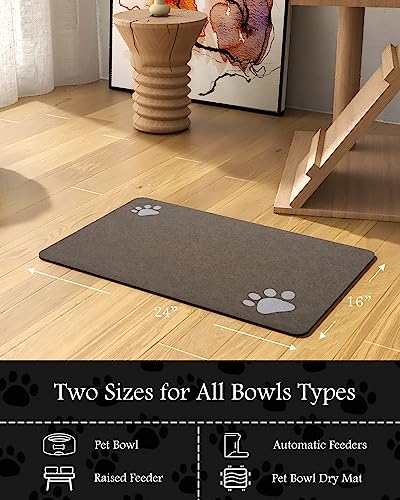 Image of Pet Feeding Mat-Absorbent Dog Mat for Food and Water Bowl-No Stains Quick Dry Water Dispenser Mat-Dog Accessories Pet Supplies-Bowl for Messy Drinkers（Brown,16 inchx24 inch