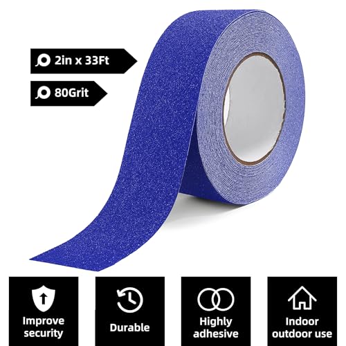 Image of Reniteco Anti Slip Tape - 2 inch x 33Ft, Bule Heavy Duty Grip Tape - High Adhesion & Waterproof, No Residue Removal for Outdoor Stairs, Tile, Shower, Bathtub - Extra Grip Safety Tape