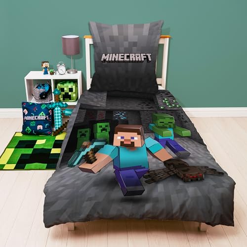 Minecraft Bettwäsche Set 2-teilig - Deckenbezug 135x200 und...