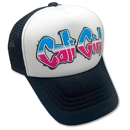 Sol Baby Cali Girl Graffiti Black Adjustable Snapback Mesh Trucker Hat - Beach Baseball Cap for Infants, Toddlers & Youths