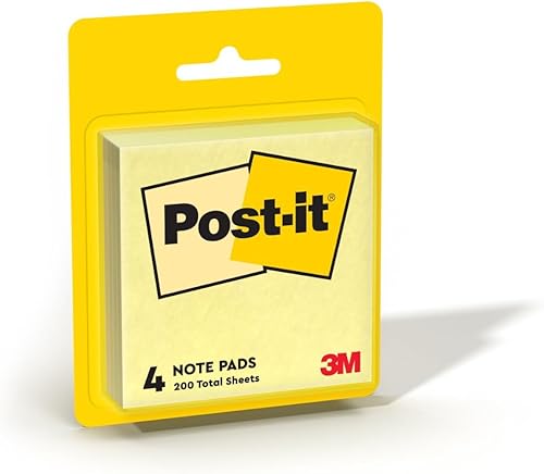 Miniatura 2 de Post-it Notas, 3 x 3 pulgadas, amarillo canario, 4 blocs por paquete (50 hojasbloc, 200 hojas en total), notas adhesivas estándar para oficina,