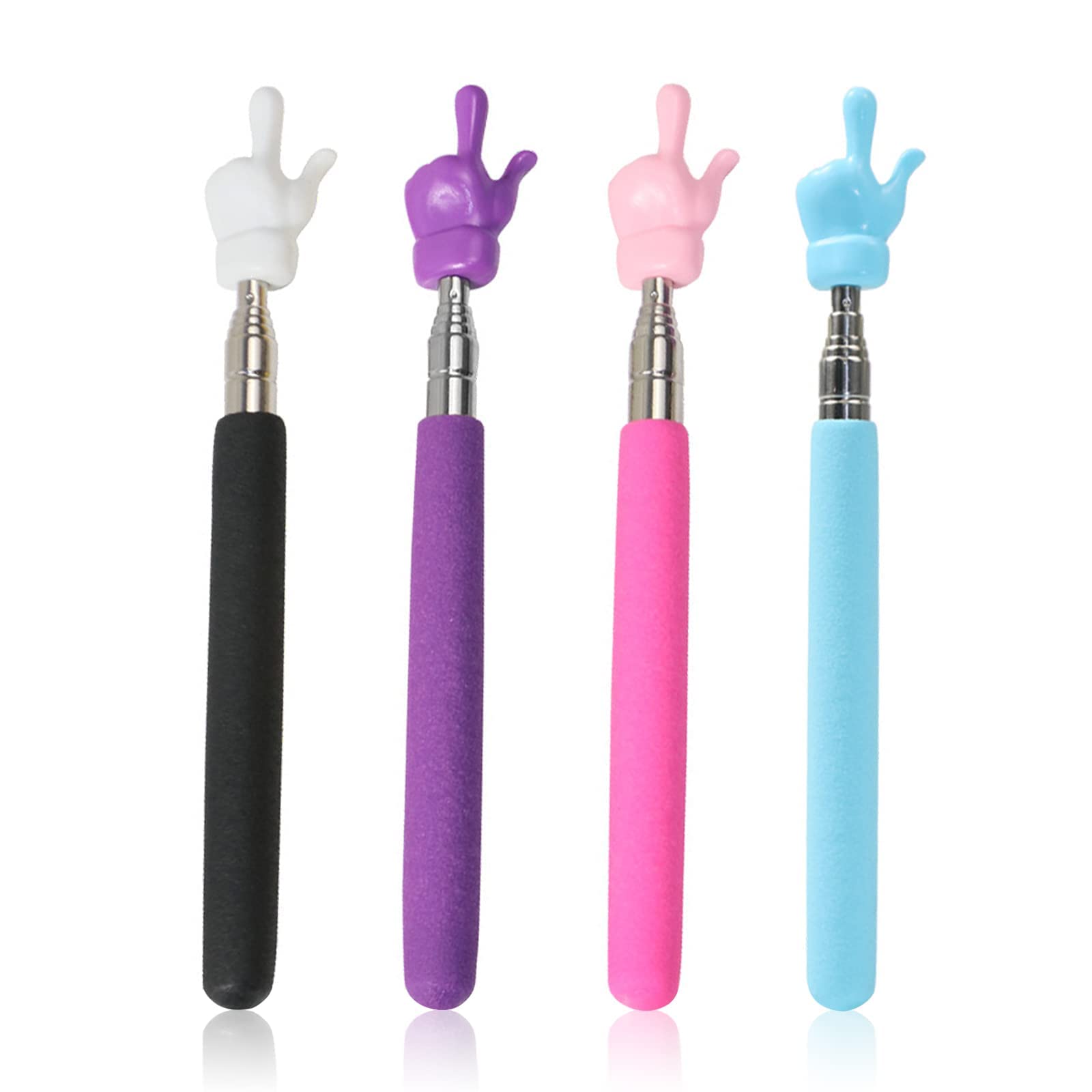 Excefore Children Finger Reading Stick, Kindergarten Student Teacher Teaching Point Reading Pen, Telescopic Teachers Pointer, for Elementary School Kindergarten Teacher(4 Pcs)