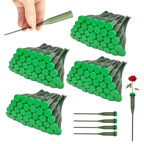 90 Pcs 6 Inch Floral Water Tubes Green Floral Tubes Plastic Flower Supplies for Fresh Flowers with Rubber Cap for Flower Stem Arrangements Florist Supplies