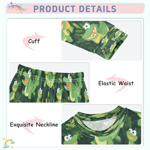Pajama Sets Long Sleeve Cute Crocodile Pattern Print Soft Comfy Sleepwear 2 Piece PJS 3-8T4