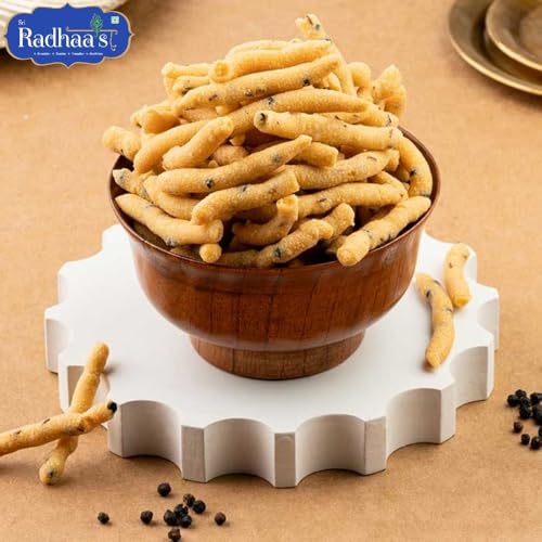 Image of Sri Radhaa's Pepper Sev | Crispy Sev Snack with Bold Pepper Flavor | Crunchy Indian Namkeen Perfect for Evening Tea & Snacking Pack of 2 * 150 Gram Combo Pack