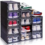 NEATLY 12 Pack Stackable Shoe Storage Boxes Shoe Organizer for Closet Shoe Boxes Clear Plastic Stackable Storage Bins, Closet Shoe Storage Organizer Sneaker Storage Closet Shoe Organizer Box Container