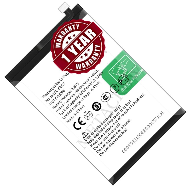Image of Original BL-58CT Battery Compatible for Tecno Spark 7 (KF6, KF6j, KF6i, KF6k, PR651h, PR651, PR651E, KF6m, KF6h, KF6n) | Spark 7T (KF6p) - (6000mAh) - 1 Year Warranty JK1
