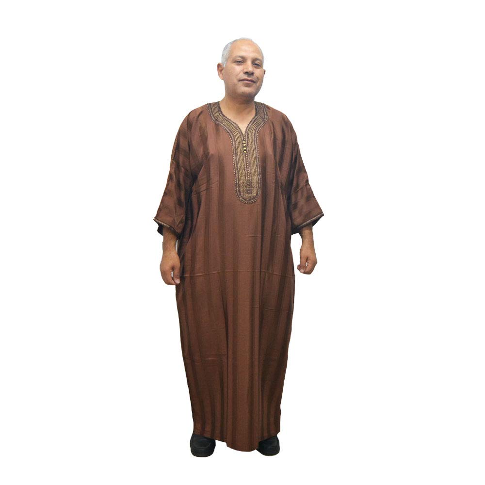 Djellaba caftán árabe marroquí hombre chilaba algodón satén raso cómoda 3