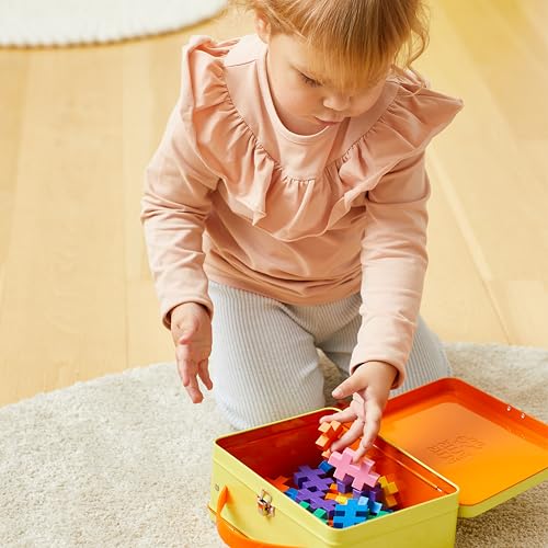 Plus-Plus-9603274 Big Box Basic, Set di mattoncini da Costruzione in Pratica Scatola Metallica con Manico, 70 Pezzi, Multicolore, 52349 - Lego - Immagine 5