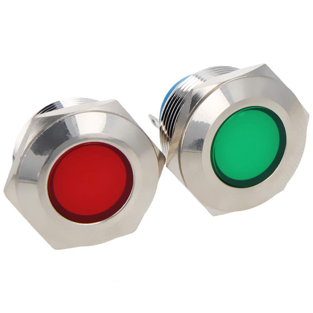 Othmro 2-Pack LED Indicator Lights - 22mm Hole Diameter, Metal Shell, DC 24V, Blue Light - View #3