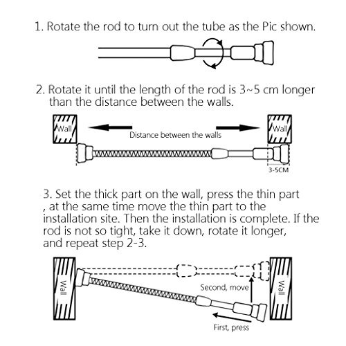 Joe’s Home 33.5-55.1 Inches No Drill Stainless Steel Extendable Shower Curtain Rod Tension Curtain Rod Silver Adjustable Bath Rod Non-Slip Never Rust #TOP5