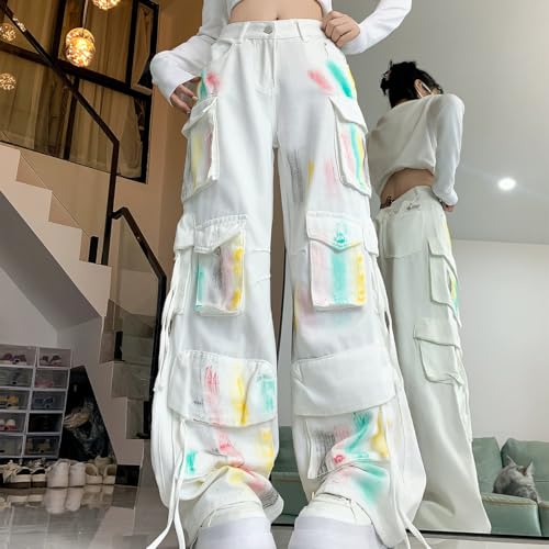 Fashion Y2K High Waist Straight Leg Jeans for Women Casual Tie Dye Baggy Denim Pants with Pocket2