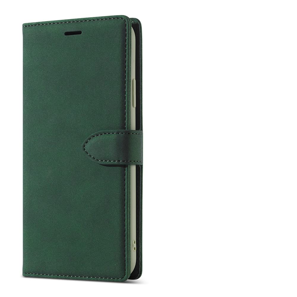 Étui de téléphone en cuir portefeuille à clapet vert pour iPhone 12