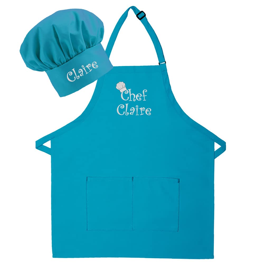 Made in the USA Personalized Embroidered Adult Apron and Hat for Men Women Fathers Mothers Day Kitchen BBQ Grilling Gift
